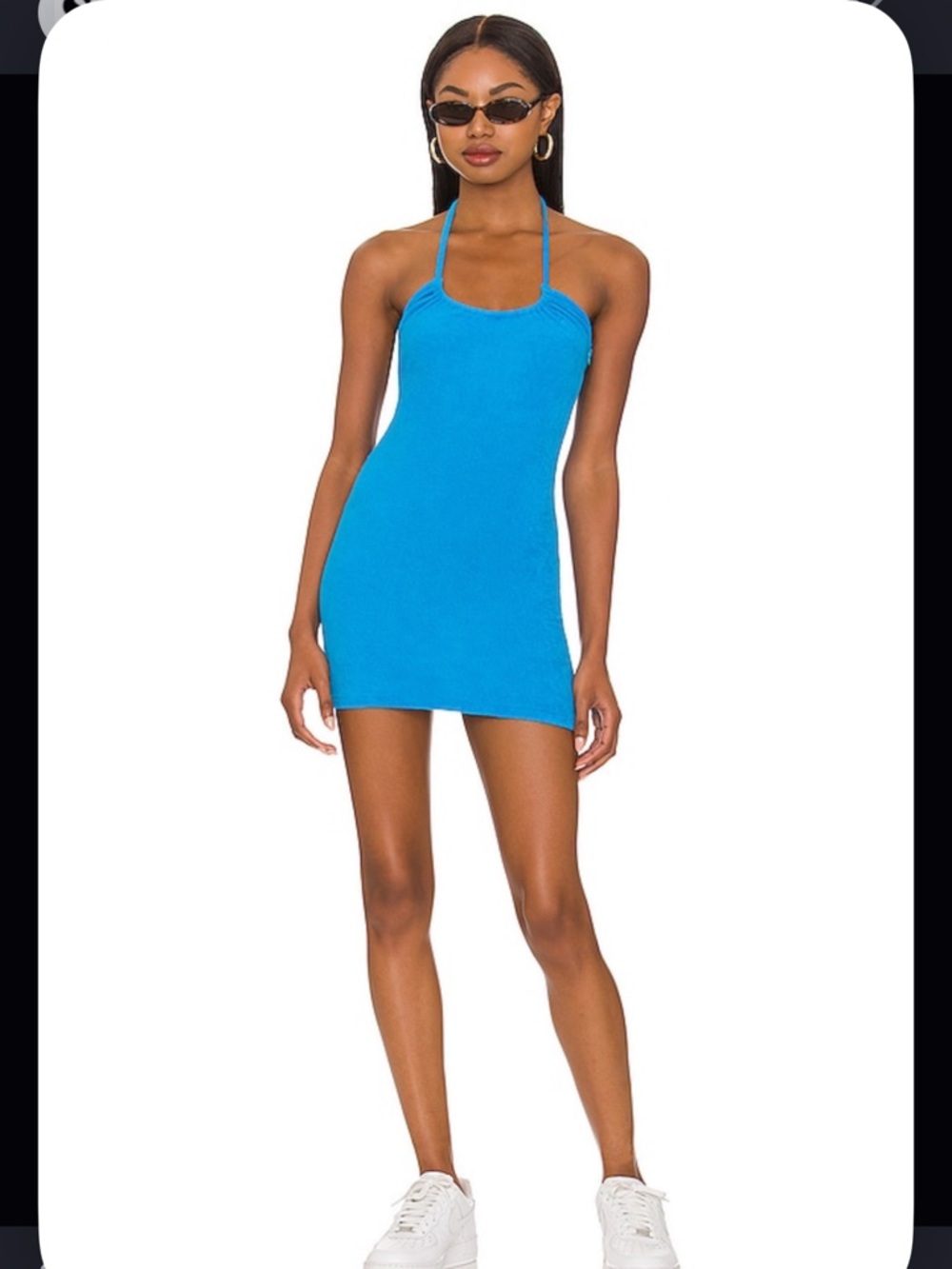 Superdown Blue Halter Mini Swim Cover-Up Dress vacation beach